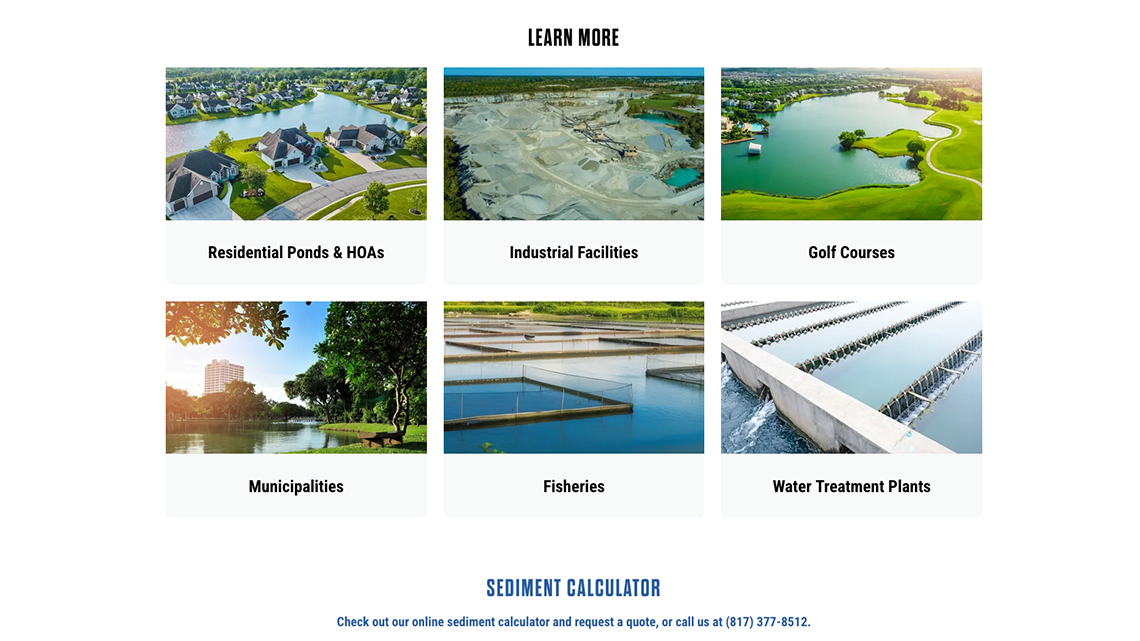 AUS Dredge Dive Learn More services grid