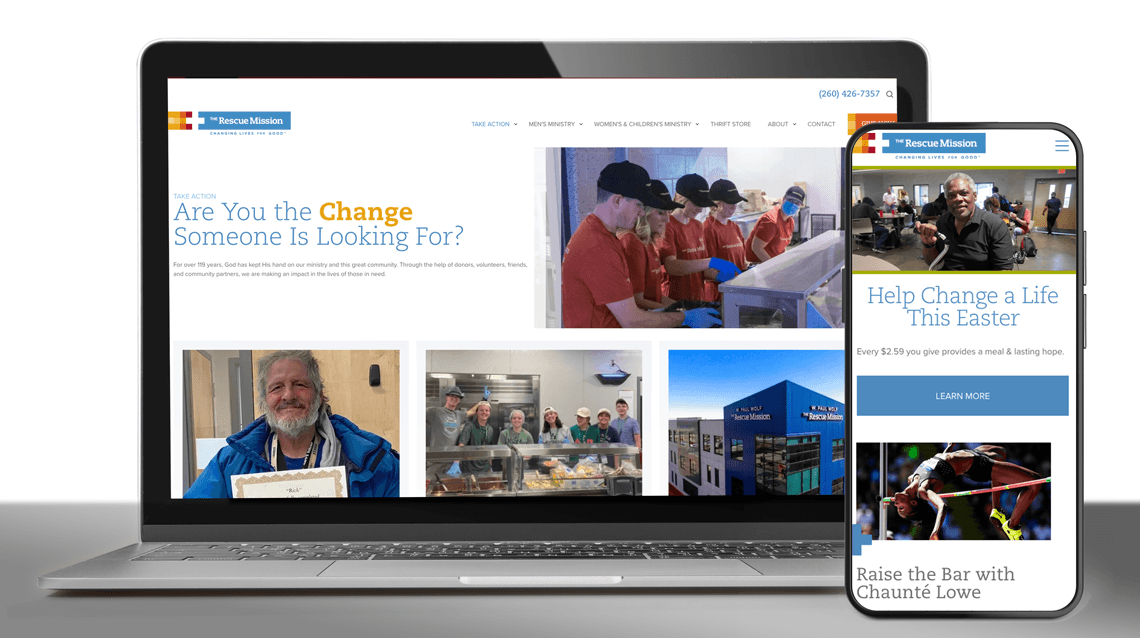 Fort Wayne Rescue Mission website on a laptop