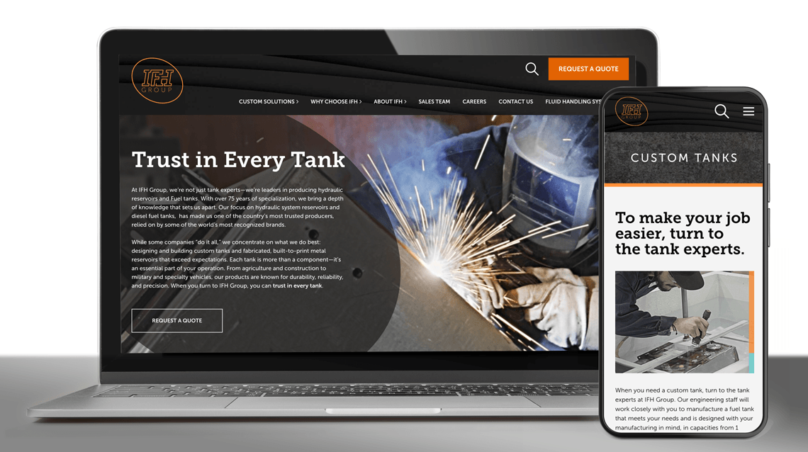 IFH Group website on a laptop
