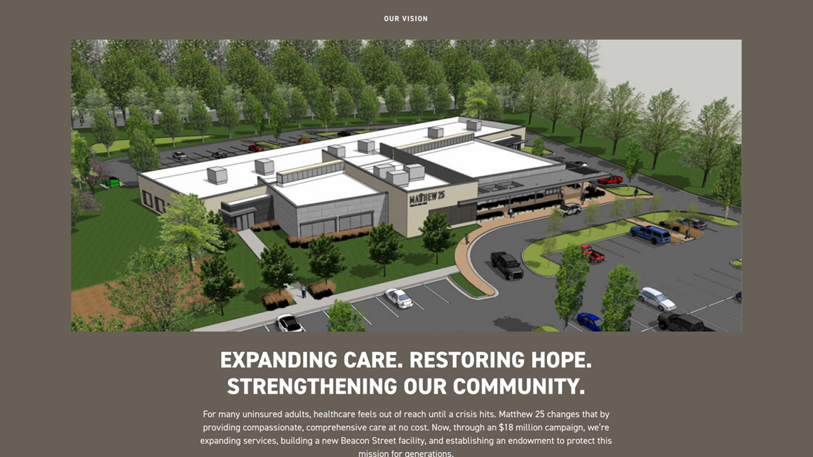 Matthew 25 Our Vision page with new facility rendering