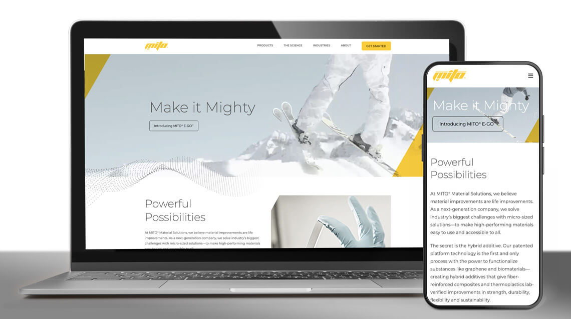 MITO Materials website on a laptop
