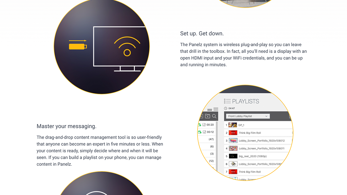 Panelz setup and content management features
